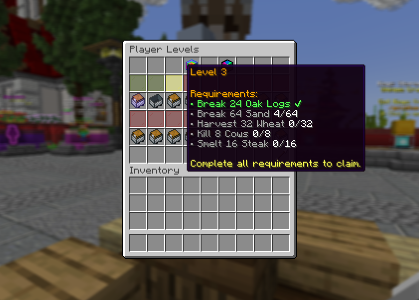 Player level objectives requirements